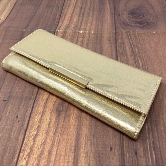 R.H. Macy & Co METALLIC GOLD JEWELRY Leather Necklace Holder CLUTCH 9 inch PL01 - Picture 3 of 7